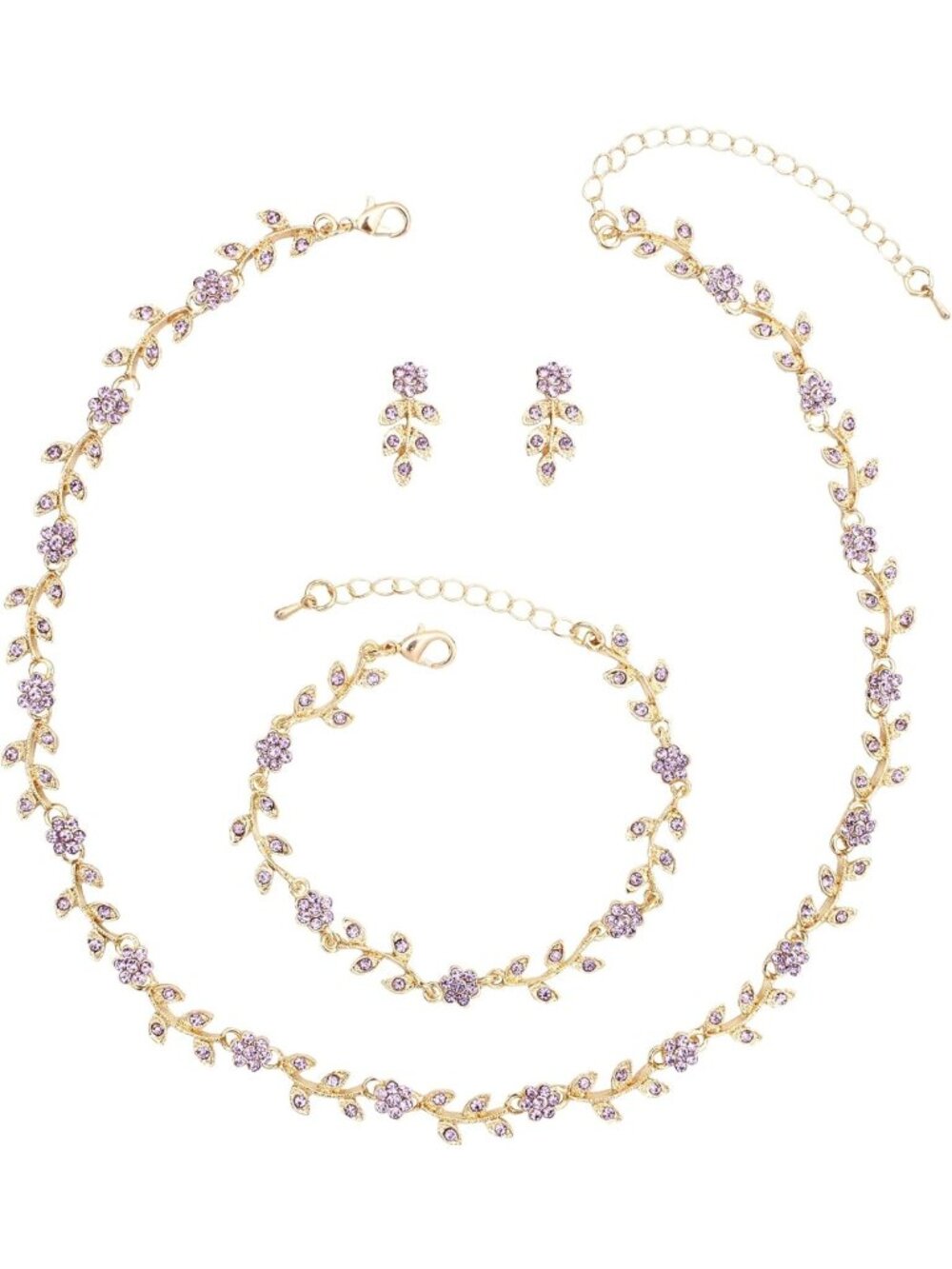 Elegant Austrian Crystal Jewelry Set: Choker, Earrings & Bracelet for Brides